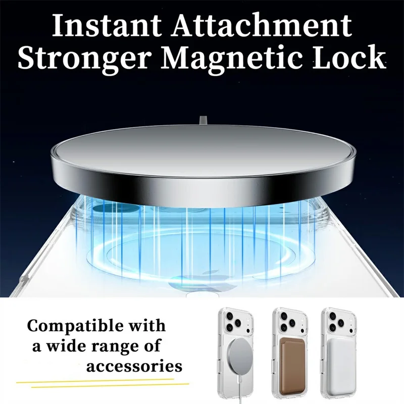 For iPhone 18 Pro Magnetic Case TPU + Acrylic HD Clear Phone Cover with Screen Protector + Camera Lens Protector - Transparent