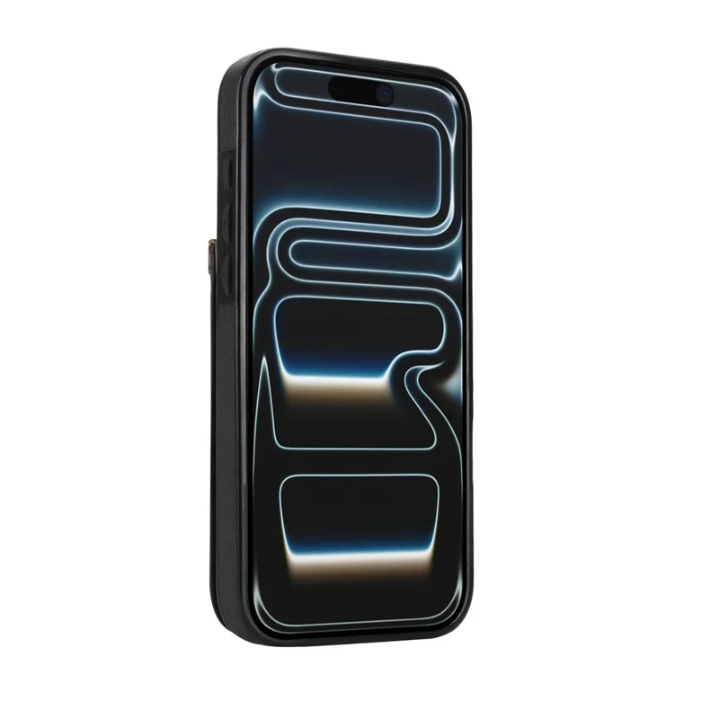 For iPhone 18 Pro Max / 17 Pro Max Case TPU + PU Leather Hardware Decor Phone Cover with Card Holder - Black