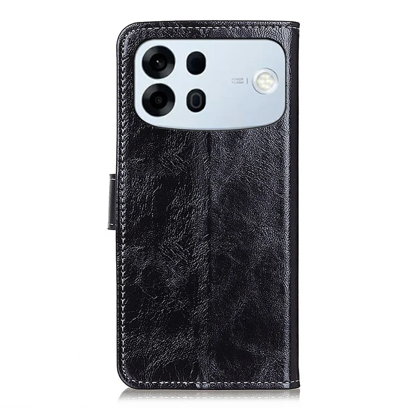For Oppo A7 Pro Max 5G Case Wallet Leather Phone Cover Crazy Horse Texture - Black