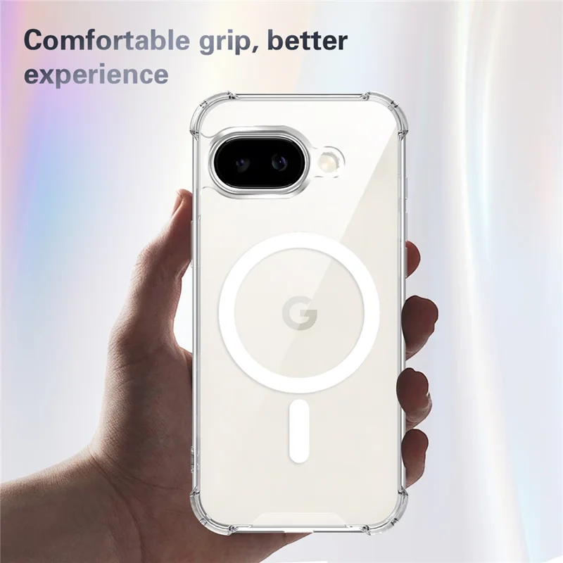 For Google Pixel 9a Magnetic Case Four-Corner Drop Protection TPU + PC Clear Phone Cover - Transparent