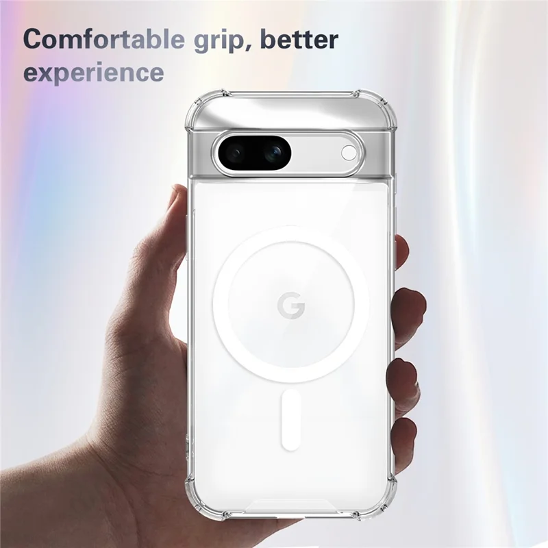 For Google Pixel 7a Magnetic Case Four-Corner Drop Protection TPU + PC Clear Phone Cover - Transparent