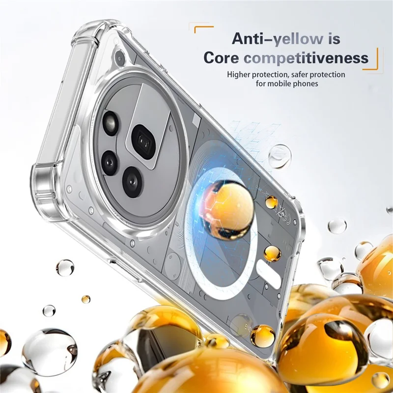 For Nothing Phone (3a) Pro Magnetic Case Four-Corner Drop Protection TPU + PC Clear Phone Cover - Transparent