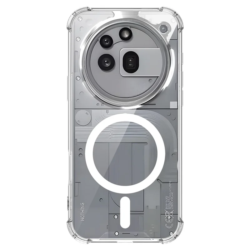 For Nothing Phone (3a) Pro Magnetic Case Four-Corner Drop Protection TPU + PC Clear Phone Cover - Transparent