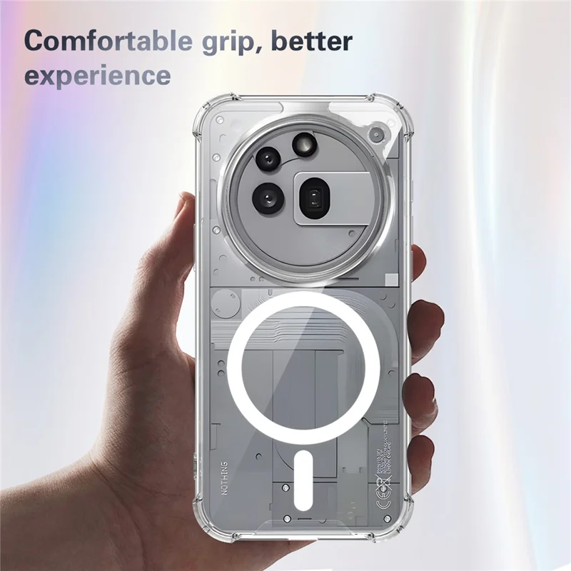 For Nothing Phone (3a) Pro Magnetic Case Four-Corner Drop Protection TPU + PC Clear Phone Cover - Transparent