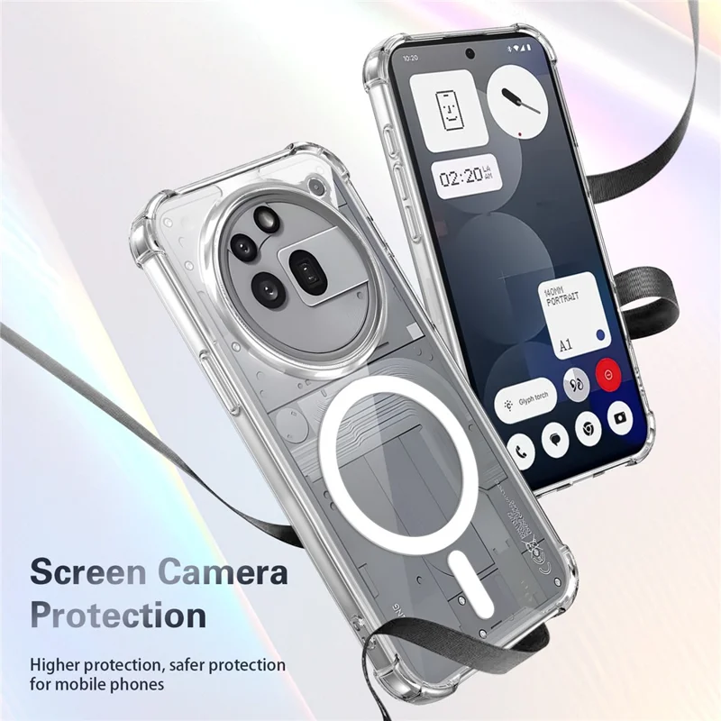 For Nothing Phone (3a) Pro Magnetic Case Four-Corner Drop Protection TPU + PC Clear Phone Cover - Transparent