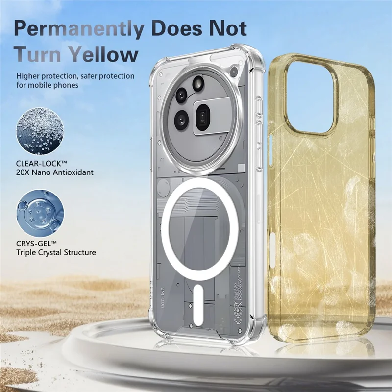 For Nothing Phone (3a) Pro Magnetic Case Four-Corner Drop Protection TPU + PC Clear Phone Cover - Transparent