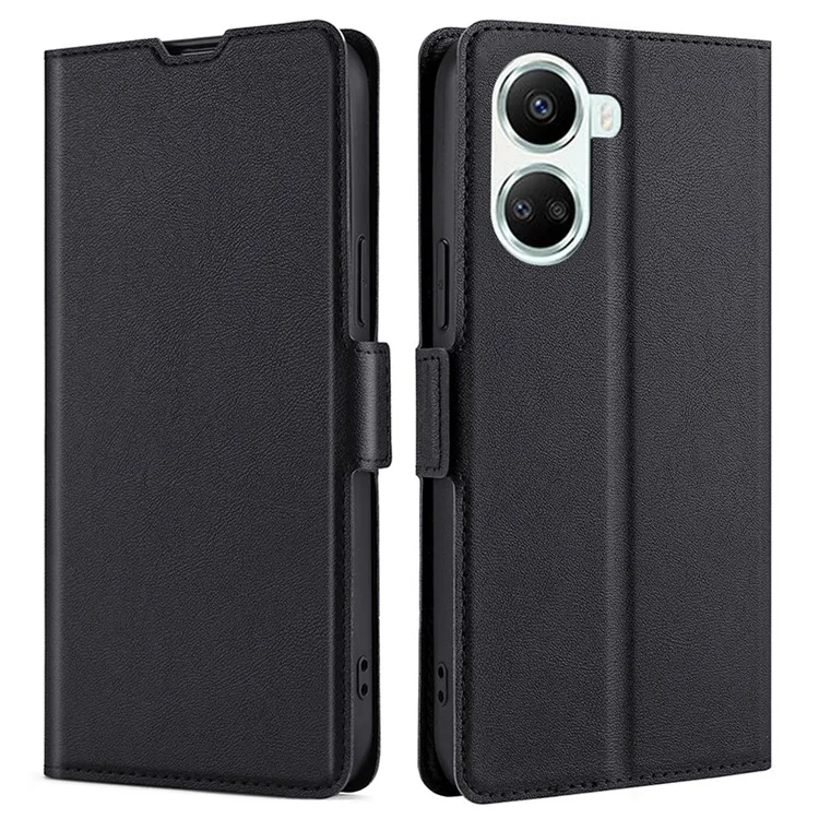 Para Huawei nova 10 SE 4G Funda de Teléfono Tipo Cartera de Piel PU con Cierre Magnético Doble Soporte y Compartimento para Tarjetas - Negro