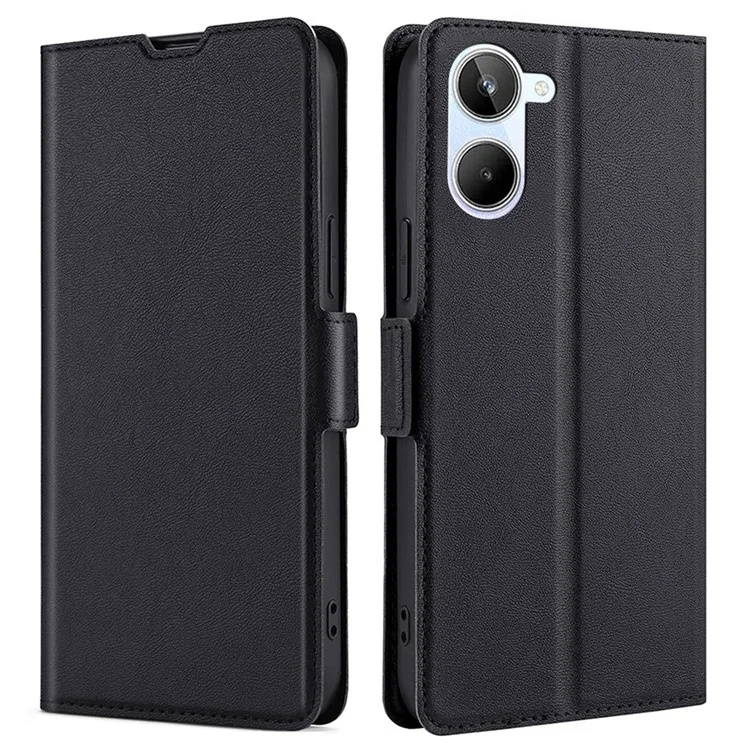 Для Realme 10 4G PU Leater Cater Dester Flip Case Full Shater Staped Двойная Магальна - Черный