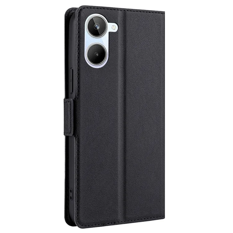 Для Realme 10 4G PU Leater Cater Dester Flip Case Full Shater Staped Двойная Магальна - Черный