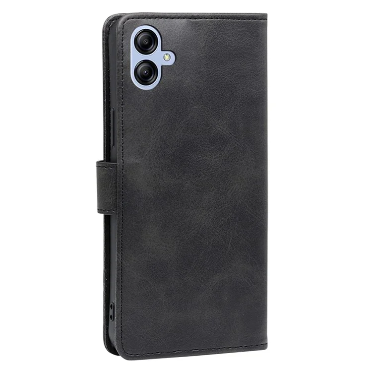 For Samsung Galaxy A04e 4G / F04 4G / M04 4G Calf Texture PU Leather Flip Case Inner TPU Wallet Stand Magnetic Closure Phone Cover - Black