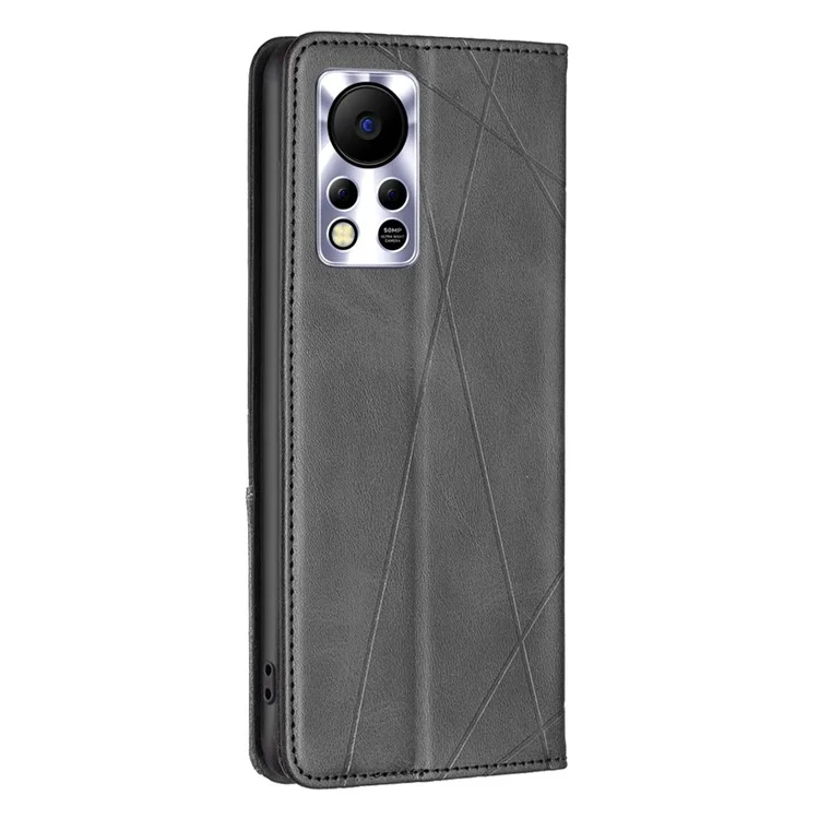 Handyhülle für Infinix Hot 11s NFC 4G PU-Leder mit geprägtem Rautenmuster, Kartenschlitz, Ständer, Flip-Cover - Schwarz