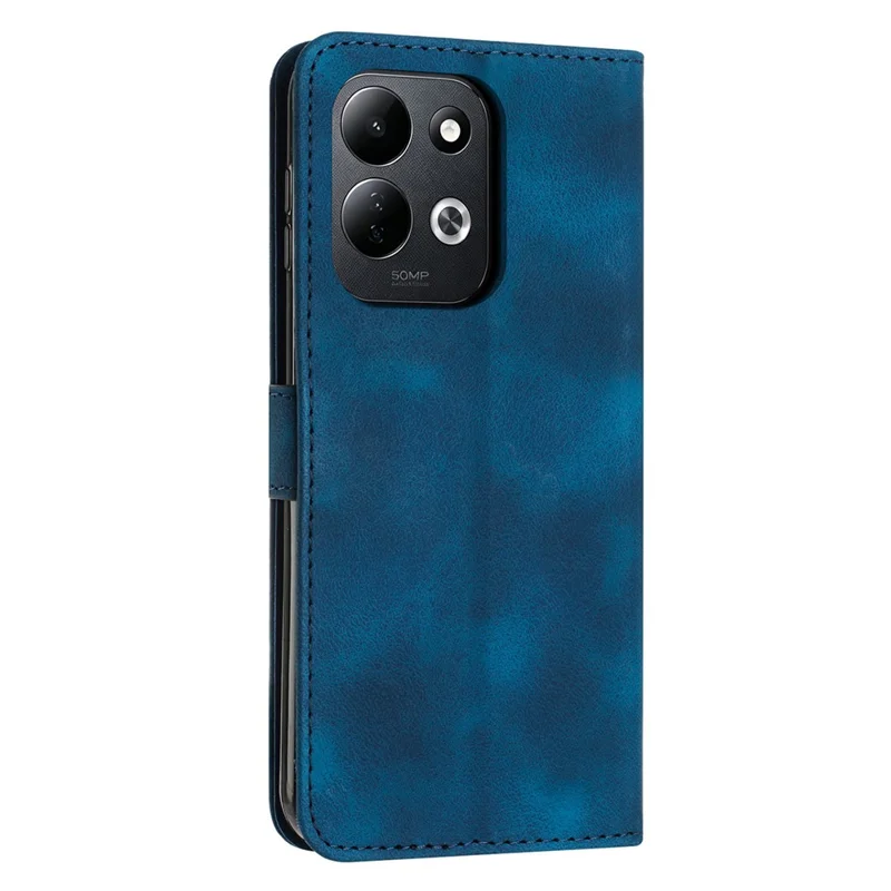 For Xiaomi Poco C95 Pro Leather Case Imprinted Triangle Phone Cover with Hand Strap - Blue