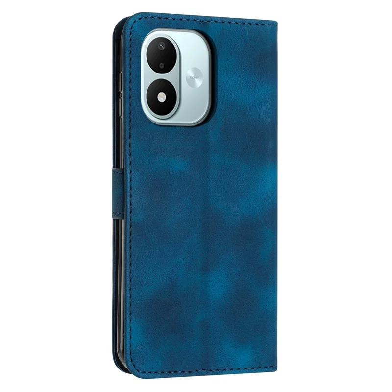 For Xiaomi Redmi Note 17 4G (Global) / Note 17 5G (Global) / Note 17 (India / China) 5G Leather Case Imprinted Triangle Phone Cover with Hand Strap - Blue