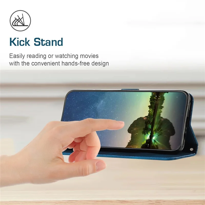 For Xiaomi Redmi Note 17 4G (Global) / Note 17 5G (Global) / Note 17 (India / China) 5G Leather Case Imprinted Triangle Phone Cover with Hand Strap - Blue