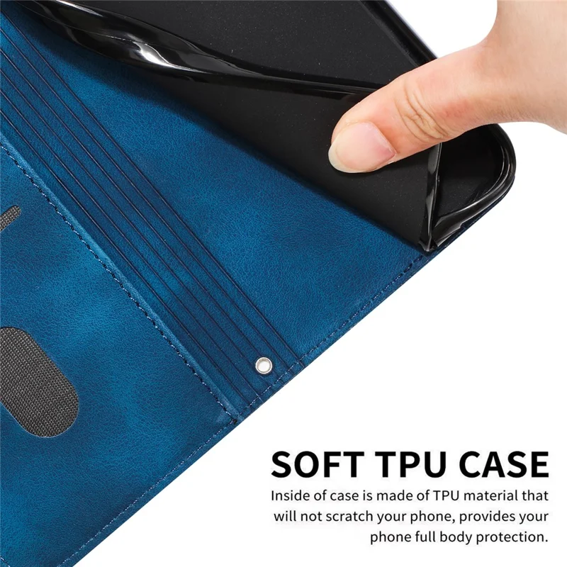 For Xiaomi Redmi Note 17 4G (Global) / Note 17 5G (Global) / Note 17 (India / China) 5G Leather Case Imprinted Triangle Phone Cover with Hand Strap - Blue