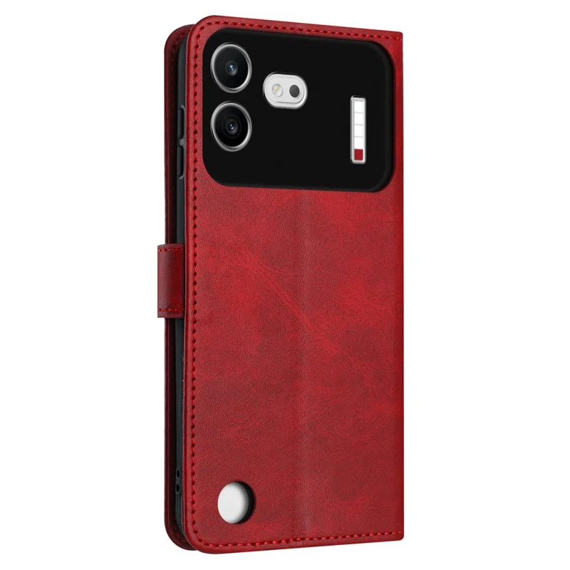 For Nothing Phone (4b) Wallet Case Flip Stand Calf Texture PU Leather Phone Cover with Strap - Red