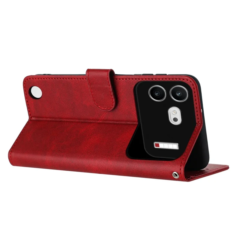 For Nothing Phone (4b) Wallet Case Flip Stand Calf Texture PU Leather Phone Cover with Strap - Red