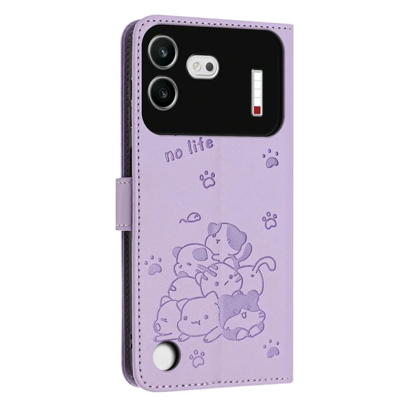 For Nothing Phone (4b) Wallet Case Cats Imprint Leather Phone Cover with Strap - Purple