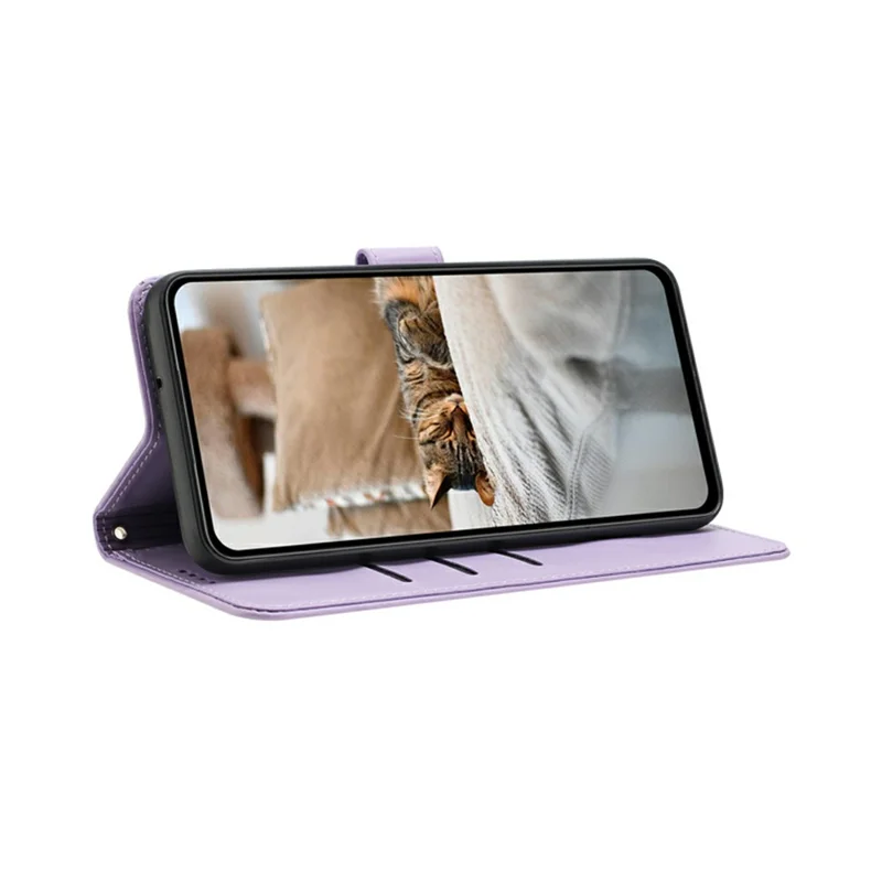 For Nothing Phone (4b) Wallet Case Cats Imprint Leather Phone Cover with Strap - Purple