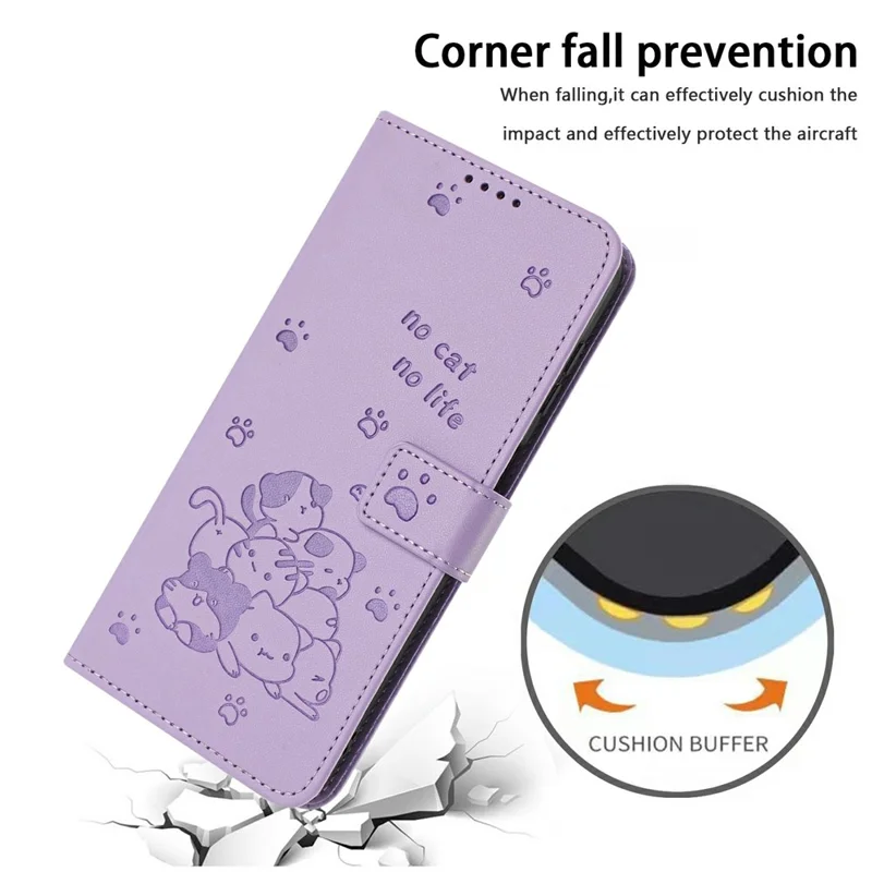 For Nothing Phone (4b) Wallet Case Cats Imprint Leather Phone Cover with Strap - Purple