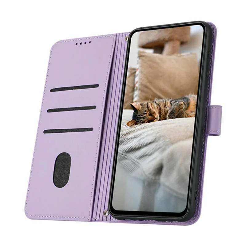 For Xiaomi Redmi Note 17 Pro 5G Wallet Case Cats Imprint Leather Phone Cover with Strap - Purple