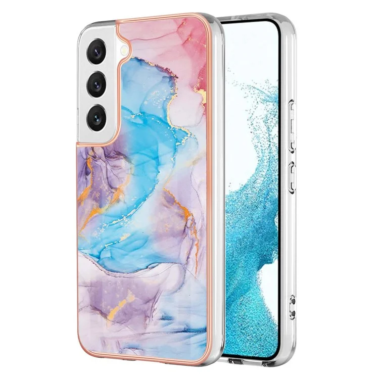 For Samsung Galaxy S23+ Case with IMD Marble Flower Pattern TPU Mobile Back Cover - Milky Way Marble Blue