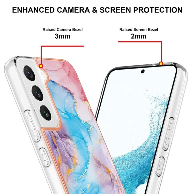 For Samsung Galaxy S23+ Case with IMD Marble Flower Pattern TPU Mobile Back Cover - Milky Way Marble Blue