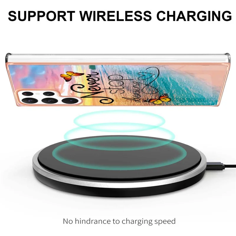 For Samsung Galaxy S23 Ultra Case with IMD Marble Flower Pattern TPU Mobile Back Cover - Never Stop Dreaming