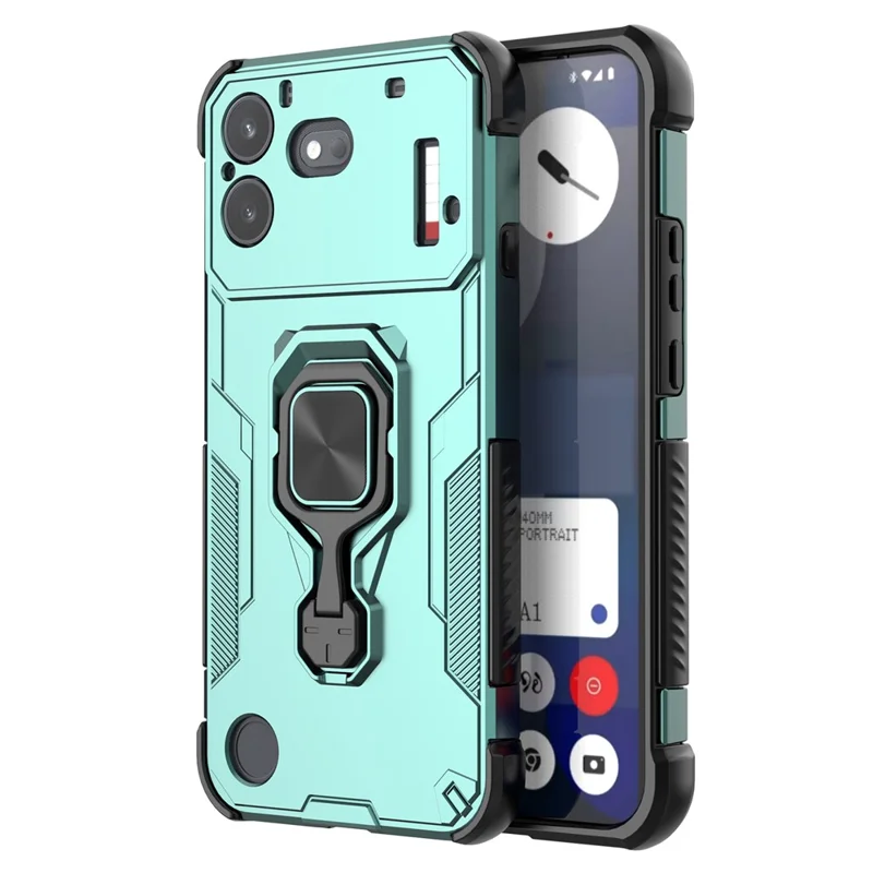 For Nothing Phone (4b) Case Rotatable Ring Kickstand PC + TPU Shockproof Phone Cover - Green
