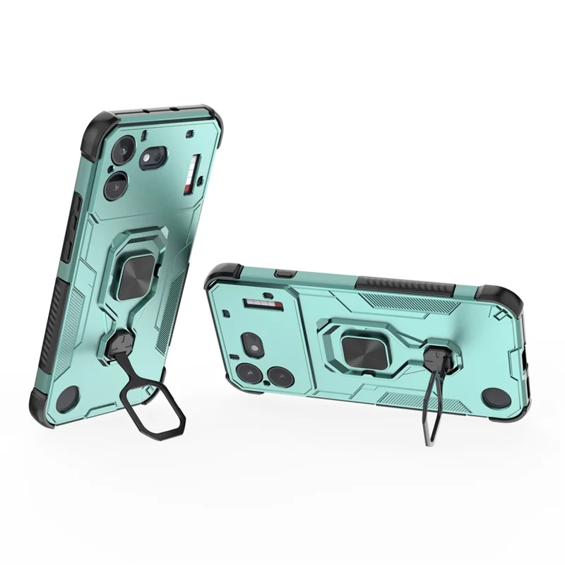 For Nothing Phone (4b) Case Rotatable Ring Kickstand PC + TPU Shockproof Phone Cover - Green