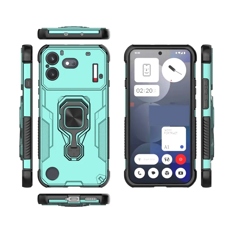 For Nothing Phone (4b) Case Rotatable Ring Kickstand PC + TPU Shockproof Phone Cover - Green