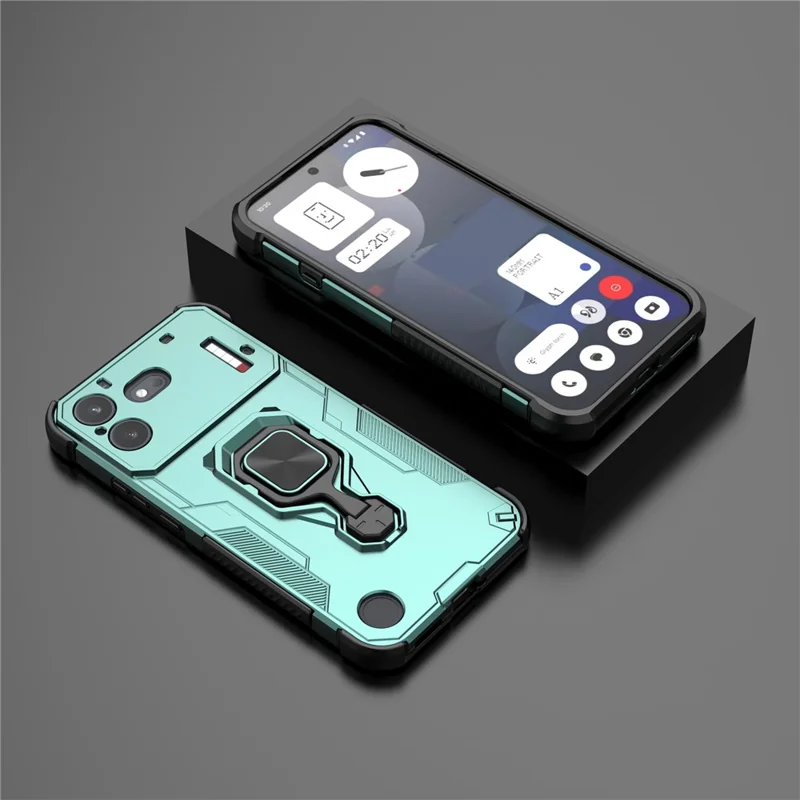 For Nothing Phone (4b) Case Rotatable Ring Kickstand PC + TPU Shockproof Phone Cover - Green