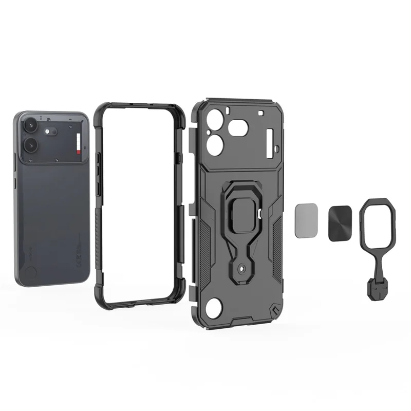 For Nothing Phone (4b) Case Rotatable Ring Kickstand PC + TPU Shockproof Phone Cover - Green