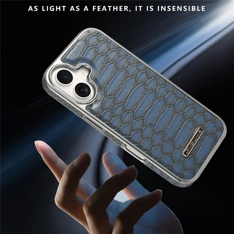 JINDUKA D51 Für iPhone 16 Hülle Schlangenleder-Optik PU-Leder + PC + TPU Handyhülle - Blau