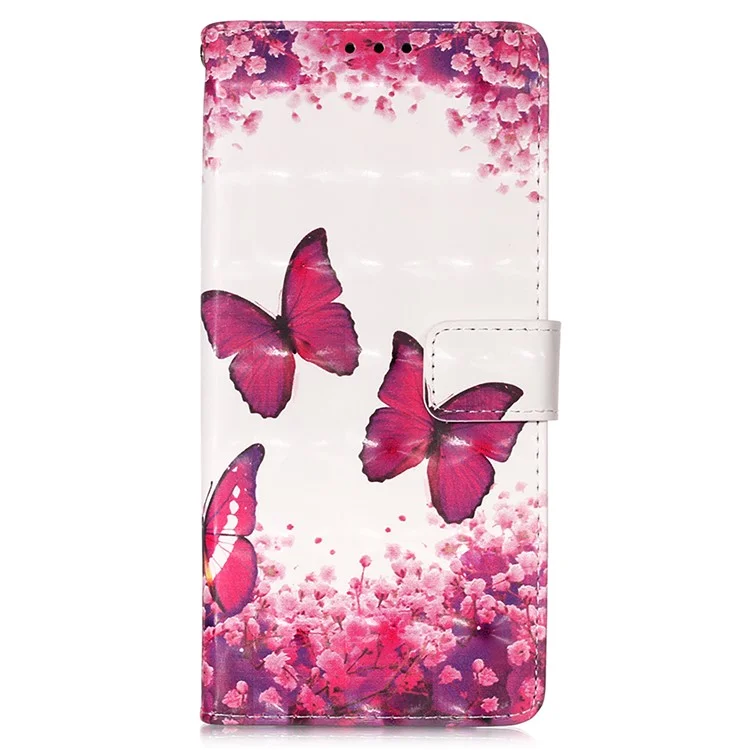 For Samsung Galaxy S23+ Leather Case 3D Pattern Printing Wallet Stand Mobile Cover with Strap - Rose Butterflies