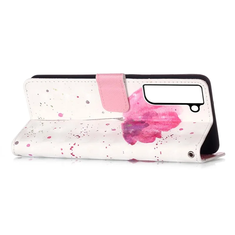 For Samsung Galaxy S23+ Leather Case 3D Pattern Printing Wallet Stand Mobile Cover with Strap - Flower