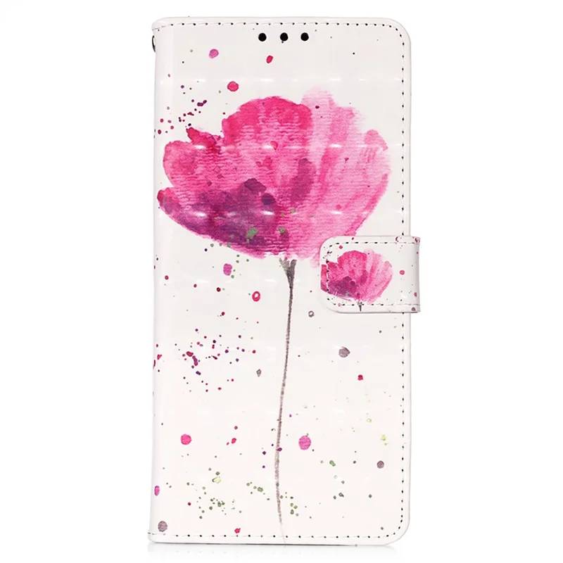 For Samsung Galaxy S23+ Leather Case 3D Pattern Printing Wallet Stand Mobile Cover with Strap - Flower