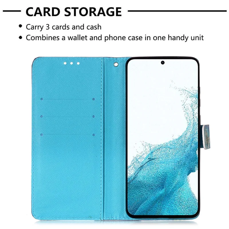 For Samsung Galaxy S23 Ultra Leather Case 3D Pattern Printing Wallet Stand Mobile Cover with Strap - Colorful Wind Chime