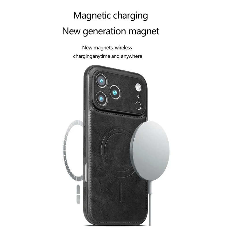 JINDUKA J32 For iPhone 18 Pro / 17 Pro Magnetic Case PU Leather + PC + TPU Phone Cover - Black