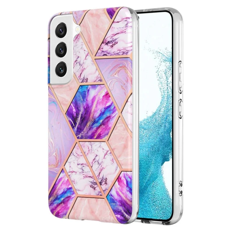 For Samsung Galaxy S23 Case Splicing IMD Marble Pattern Electroplated TPU Back Cover - Light Purple