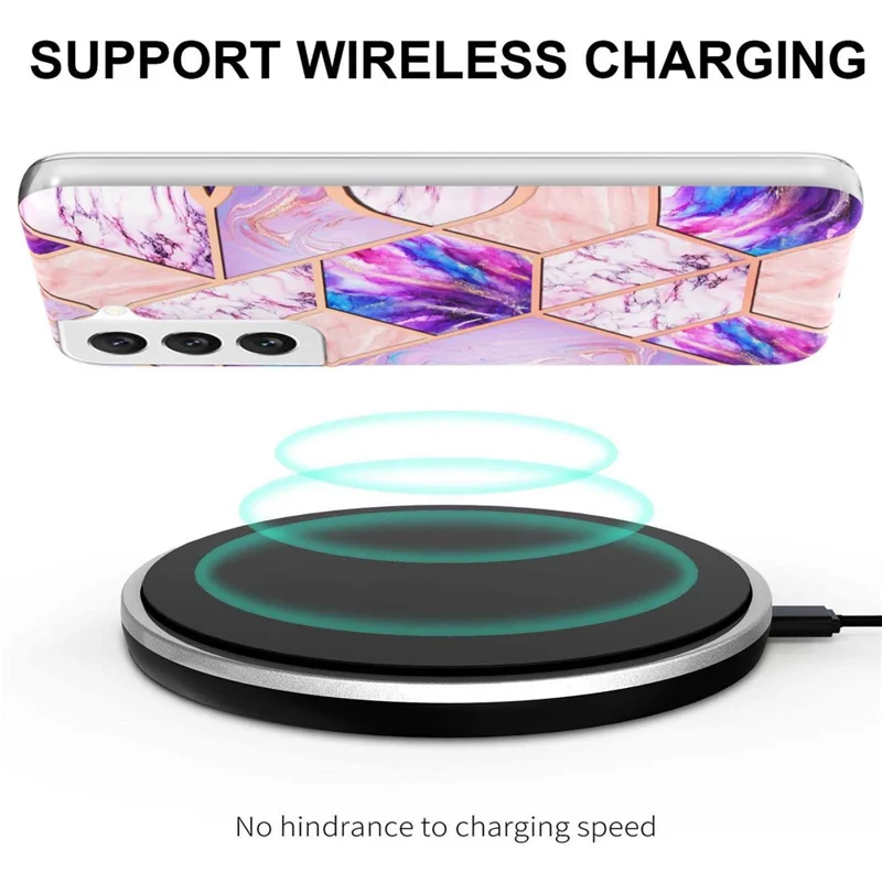 For Samsung Galaxy S23 Case Splicing IMD Marble Pattern Electroplated TPU Back Cover - Light Purple