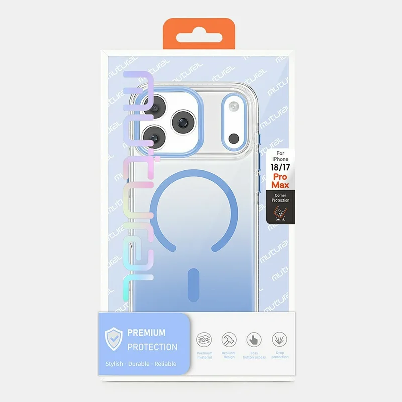 MUTURAL for iPhone 18 Pro / 17 Pro Case Compatible with MagSafe PC + TPU Gradient Phone Cover - Baby Blue