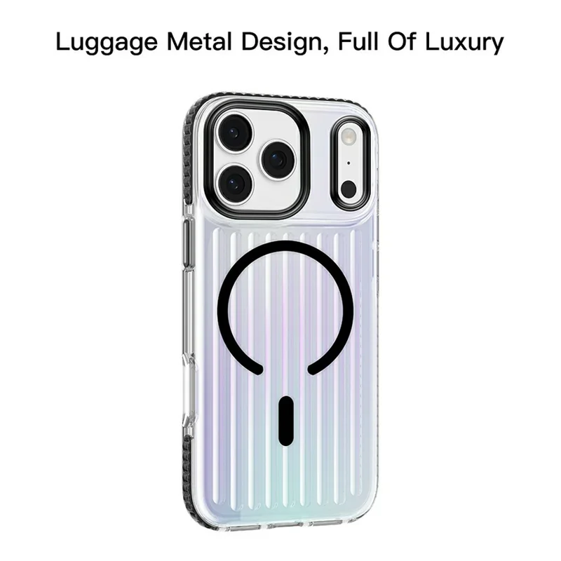 MUTURAL etui na iPhone 18 Pro Max / 17 Pro Max zgodne z MagSafe, tył z tworzywa TPU+PC z magnetycznymi akcesoriami, wzór w paski - Czarny