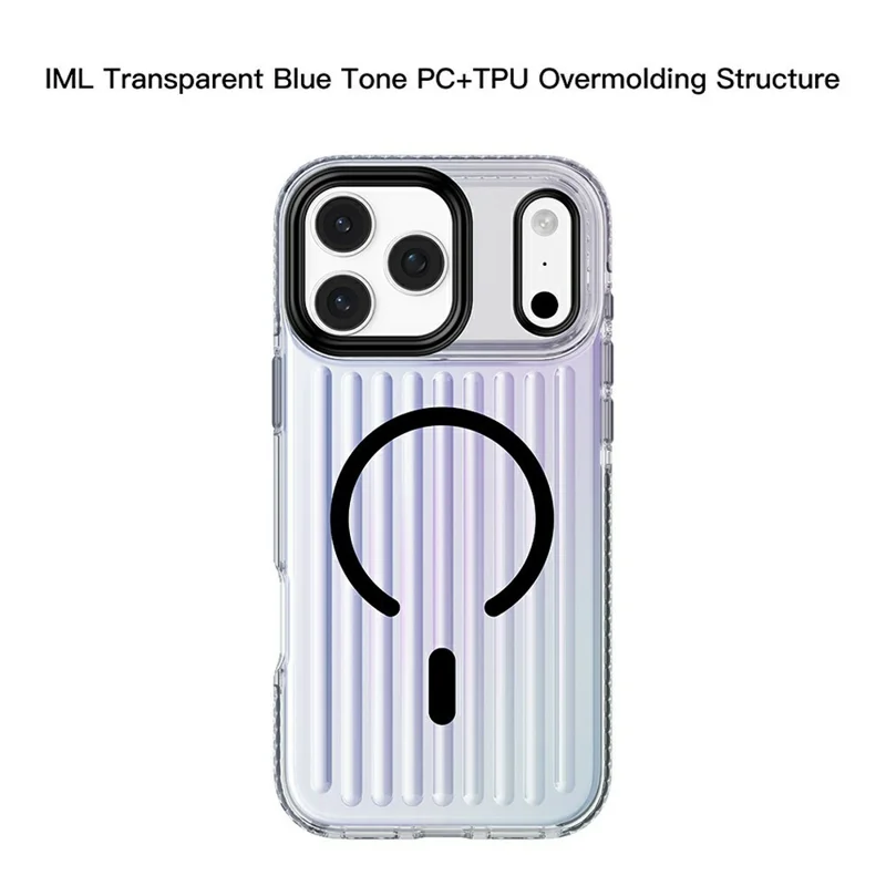 MUTURAL etui na iPhone 18 Pro Max / 17 Pro Max zgodne z MagSafe, tył z tworzywa TPU+PC z magnetycznymi akcesoriami, wzór w paski - Czarny