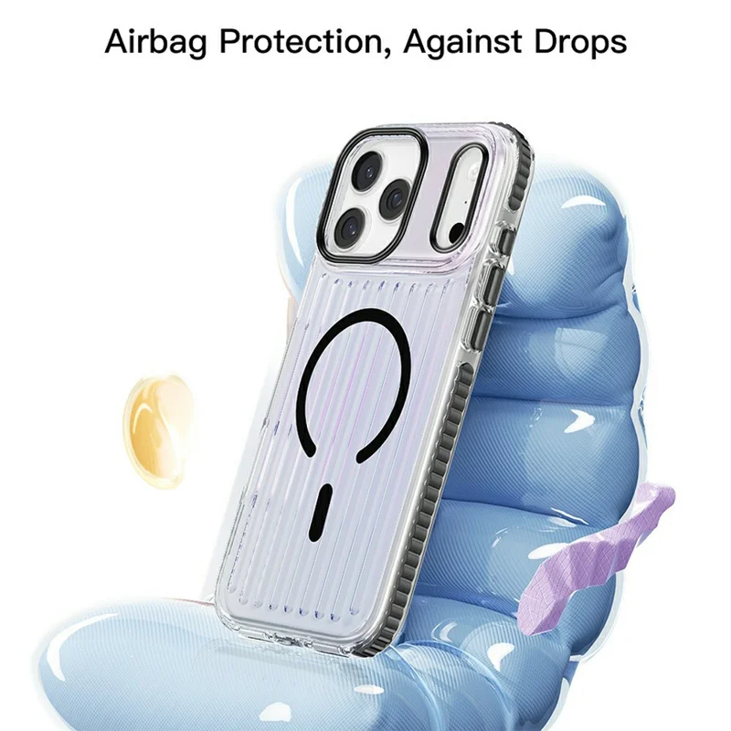 MUTURAL для iPhone 18 Pro / 17 Pro Чехол, совместимый с MagSafe, задняя крышка для телефона из ТПУ+ПК с полосатым рисунком - Черный