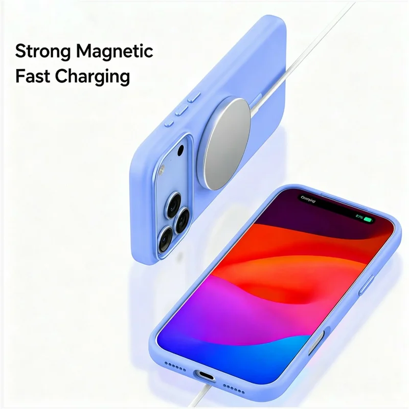 MUTURAL for iPhone 18 Pro Max / 17 Pro Max Case Compatible with MagSafe Liquid Silicone + PC Back Cover with Metal Camera Frame - Baby Blue