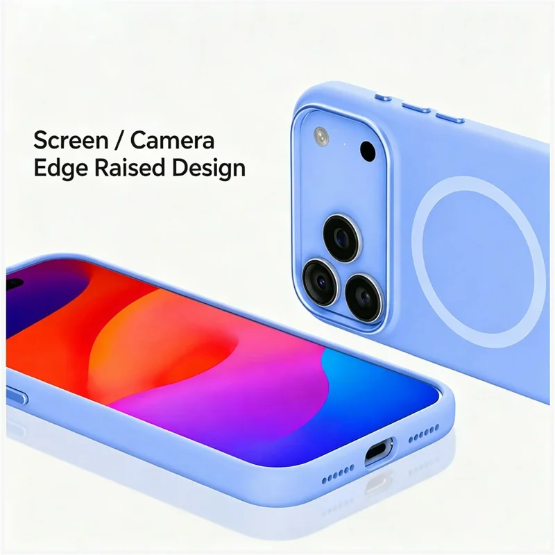MUTURAL for iPhone 18 Pro / 17 Pro Case Compatible with MagSafe Liquid Silicone + PC Back Cover with Metal Camera Frame - Baby Blue