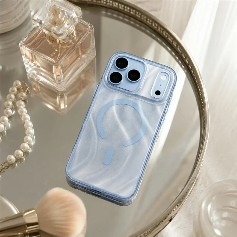 MUTURAL for iPhone 18 Pro Max / 17 Pro Max Magnetic Case Shimmer Texture TPU + PC Anti-Drop Phone Cover - Blue