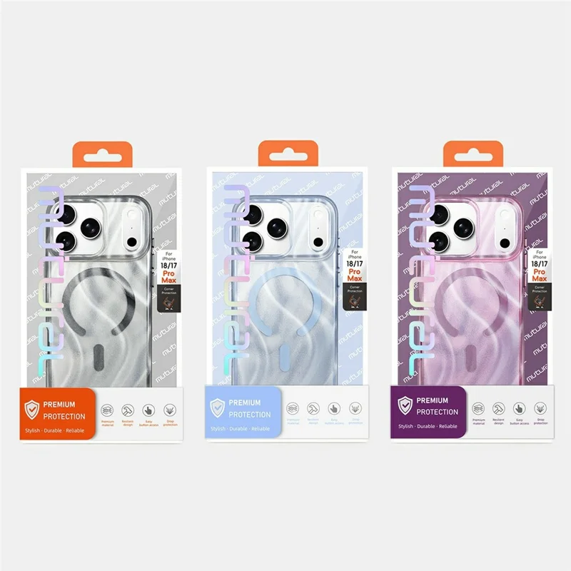 MUTURAL for iPhone 18 Pro Max / 17 Pro Max Magnetic Case Shimmer Texture TPU + PC Anti-Drop Phone Cover - Blue