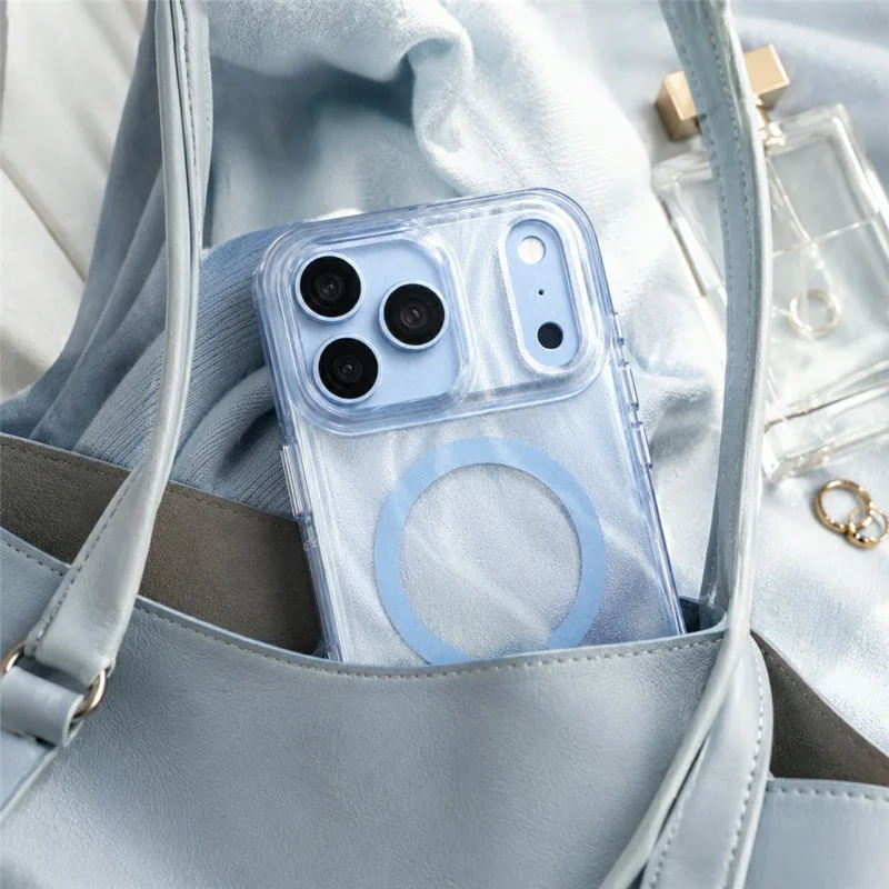 MUTURAL for iPhone 18 Pro Max / 17 Pro Max Magnetic Case Shimmer Texture TPU + PC Anti-Drop Phone Cover - Blue